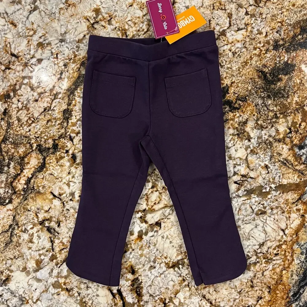 NWT Gymboree Pink & Purple W/Applique Flower Striped Top & Ponte Pants - 18-24M